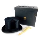 A Lincoln Bennett and Co of Old Bond Street London extra quality gentleman's top hat, in fitted case