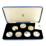 A Queen Elizabeth The Queen Mother 80th Birthday proof commemorative crown coin set, containing seve