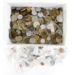 A large quantity of British and foreign coins, various countries and denominations.