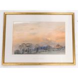 J. M Brookes. Marshland sunset, watercolour, signed and dated 1894, 26cm x 42cm.