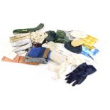 A quantity of ladies evening bags, some gloves, scarves, etc.