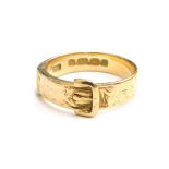 A Victorian 18ct gold buckle ring, Birmingham 1893, ring size N, 4.1g all in.