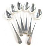 A set of six William IV Old English pattern silver teaspoons, with M initial to each handle, London