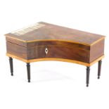 A mid 19thC mahogany Palais Royal work box, modelled in the form of a grand piano inlaid with ivory