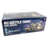 A remote control model of a RC battle tank, 1/24 scale radio controlled, with automatic electric gun