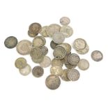 A quantity of pre 1920 silver coins, approximately 69g.