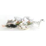 A collection of miniature items, to include a Crown Staffordshire Dalmatian, a cup and saucer, Copen