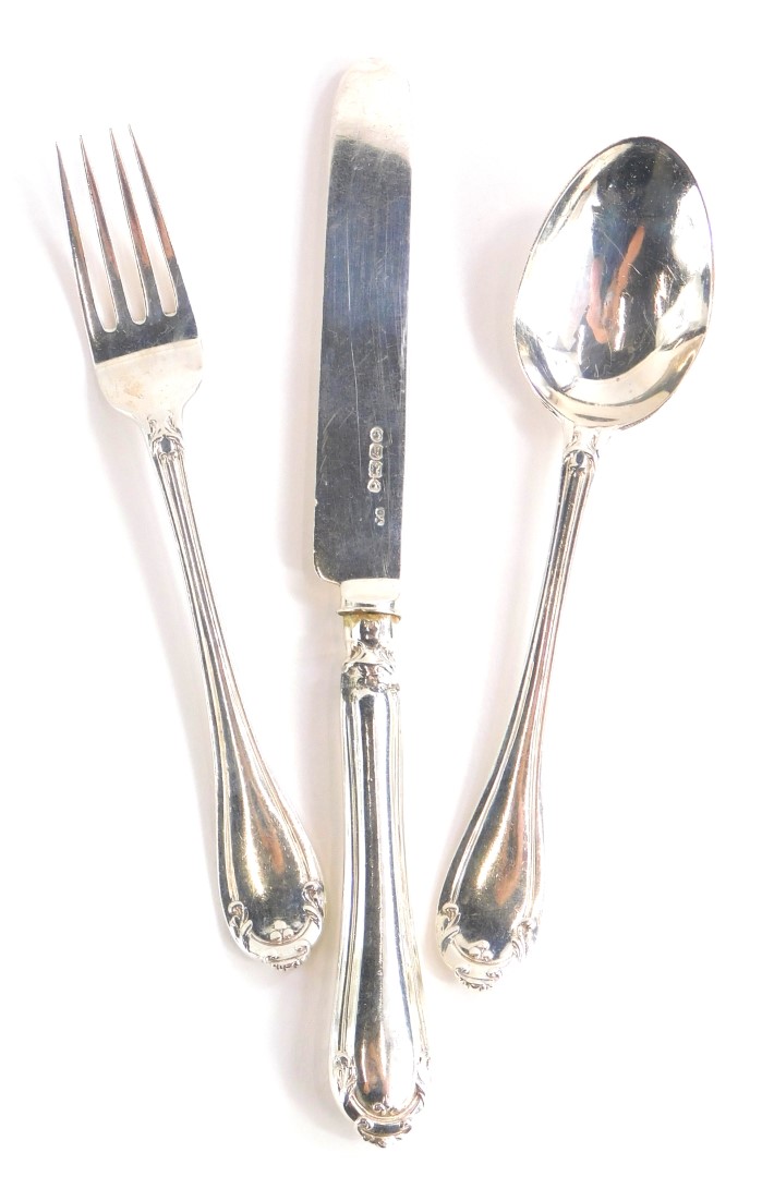 A Victorian silver three piece silver cutlery Christening set, London 1859, 3oz.