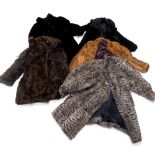 A Golden Gate faux fur coat, size 20, and four fur jackets of various types. (5)