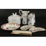 A collection of ceramics, to include a Hamersley and Co gold glazed jug, tureen and cover, a Chusan