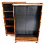 A pair of 19thC rosewood waterfall open bookcases, each with a raised gallery above three shelves, s