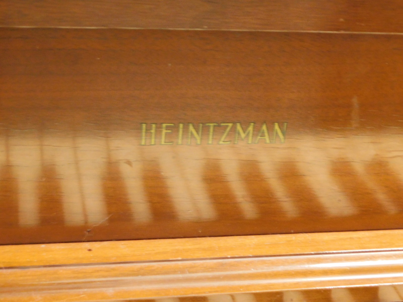 A Heintzman upright grand piano, in a walnut case, with simulated ivory keys, on baluster turned leg - Image 2 of 2