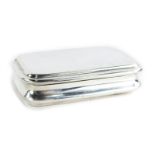 A George III silver snuff box, of plain form, the hinged lid revealing a vacant interior, Birmingham