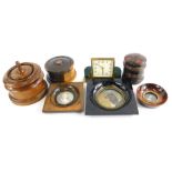 A collection of treen, etc., to include a turned walnut box and cover, a box inset with a Victorian