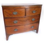 A 19thC mahogany bowfronted chest of drawers, with two short and two long drawers, on bracket feet,