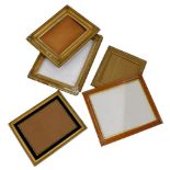 A collection of gilt gesso, birds eye maple and other picture frames, various sizes.