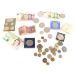 A collection of coins, to include foreign and British, to include crowns and a small collection of b