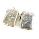 Two silver Vesta cases, to include a Victorian example, decorated with scrolls and initialled JH?, B