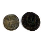 An early hammered British silver coin, and a replica Roman coin. (2)