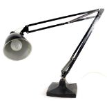 A black vintage Anglepoise type lamp, on a square base. (AF)