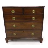 A 19thC mahogany chest of drawers, the top with a moulded edge above two short and three long drawer