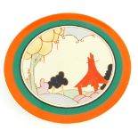 A Royal Staffordshire Clarice Cliff design limited edition plate, number 82 of 500, 34cm diameter.