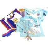 Various masonic aprons, to include an example relating to Christopher Lodge number 2309 presented by