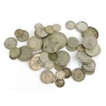 A quantity of pre 1947 part silver coins, various denominations.