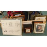 A quantity of prints, to include floral still life, boating scene, etc. (a quantity)