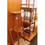 A collection of furniture, to include a mid 20thC tile top teak coffee table, an oak two tier jardin