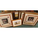 A quantity of prints relating to classical scenes, print of a thatched cottage, aviation print, etc.