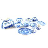 A group of Spode blue and white miniature pottery, transfer decorated in the Italian pattern, includ