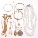 Silver and costume jewellery, including bangles, crystal necklace, earrings and a Commemorative crow
