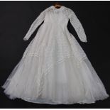 A vintage mid century floral wedding dress.