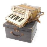 A Lyroni accordion, cased.