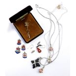 A group of modern costume jewellery, to include four Wedgwood star pendants and chains, a Scottish l