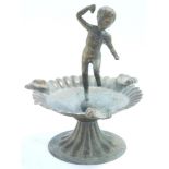 An Italian brass mid century table ashtray, surmounted with a figure of Eros, 13cm high.