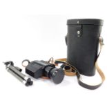 A Baigish 3 Russian night vision monocular, cased, together with tripod.