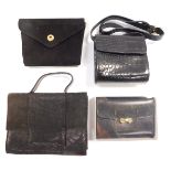 Four vintage handbags, to include a Jaeger black leather shoulder bag, 15cm high, 15cm wide, 9cm dee
