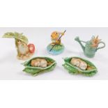 Five Border Fine Arts Beatrix Potter figures, comprising Peter Rabbit in watering can A6275., Timmy