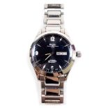 A Ball Official Standard gentleman's stainless steel cased wristwatch, circular black dial bearing A