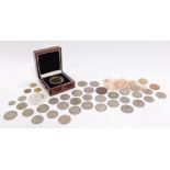 Coinage, to include a London Mint gold plated 2012 five pound coin., a Queen Elizabeth II five pound
