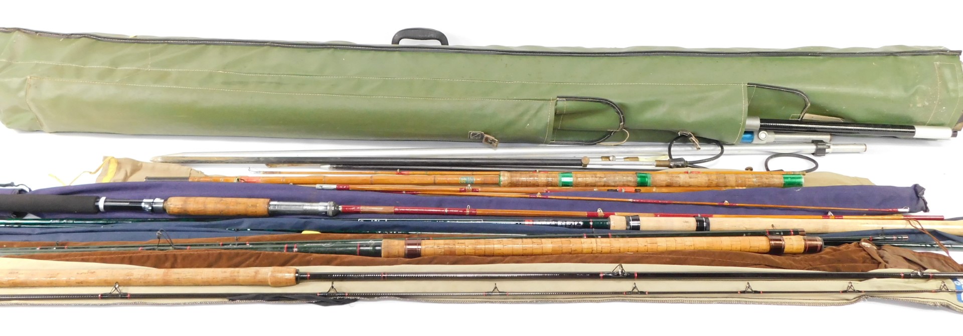 A fishing compendium, comprising SC/C multi rod, SC Ledger 10, Hardmatch 13, F/G pike 8, and carbon