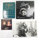A Robertson signed 45rpm single of Time., Elaine Page signed album of Stages., a black and white ph