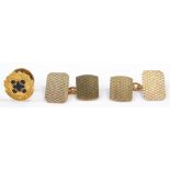 A pair of 12ct gold fronted chain link cuff links, with engine turned decoration, 5.7g all in, toget