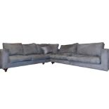 A high quality suede finish corner sofa suite.