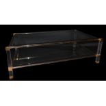 A Pierre Vandel of Paris Hollywood Regency Lucite rectangular coffee table, with bevelled glass top