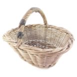 A French rustic wicker and wire based bread basket, 45cm wide.