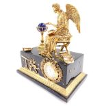 A Franklin Mint Angel of The New Age mantel clock, for the V & A Museum, No MA1057., 22cm wide.