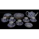 A Spode blue and white porcelain part tea service decorated in the Colonel pattern, comprising teapo